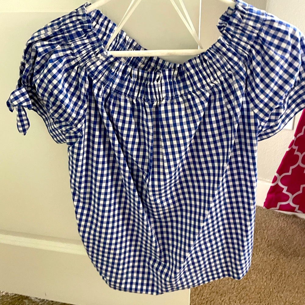 J Crew gingham off the shoulder top size 6